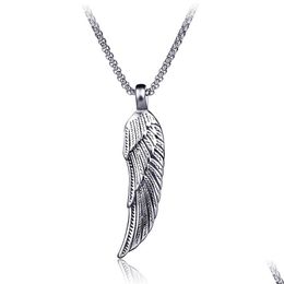 Pendant Necklaces Stainless Steel Feather Pendant Neacklaces Retro Men Nightclub Necklace Fine Fashion Jewelry Drop Delivery Jewelry N Dhqpb