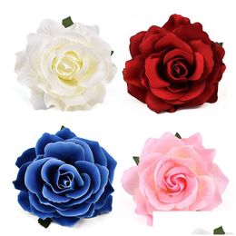 Faux Floral & Greenery Faux Floral Greenery 30Pcs 9Cm Large Artificial Rose Silk Flower Heads For Wedding Decoration Diy Wreath Gift B Dhdc5