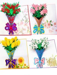 4-Packed pop up cards happy birthday decorations Gardenia, Rose, Lily, Gift Cards Greeting Cards for Congratulation3647266