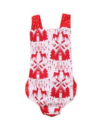 Newborn Infant Girls Clothing Christmas Baby Romper Red Cute Deer Pattern Backless Jumpsuit Onepiece Outfits Set Baby Clothes Kid8559222