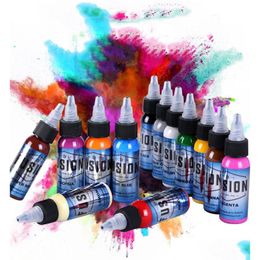 Tattoo Inks 16 Colour Set Professional Tattoo Ink Body Art Paint Permanent Makeup Tatoo Eyebrow Pigment Kit Supply Drop Delivery Health Dhzbd