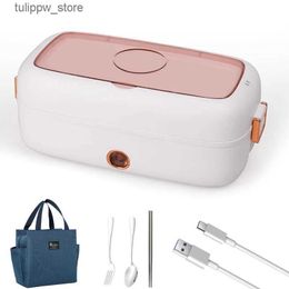 Bento Boxes USB Electric Heated Lunch Box Stainless Steel School Student Travel Picnic Car 12V 24V Heating Food Warmer Container 220V Office L240307