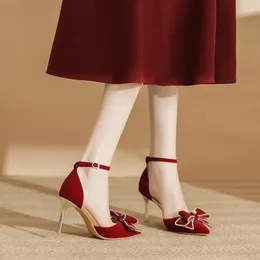 Dress Shoes Size 31-43 Bridal Women Wedding Two-wear Princess Wine Red High Heels