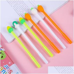 Gel Pens Wholesale 20Pcs Vegetable Soft Pen Black 0.5Mm Corn Cabbage And Radish Stereo Water-Based Office Stationery Student Exam Priz Otu4T