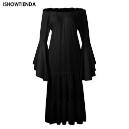 Dress Vintage Victorian Mediaeval Dress Elegant Ruffle Renaissance Black Gothic Dress Women Cosplay Party Halloween Costume Gown