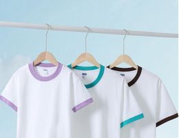 T-shirt alla moda allentata casual in puro cotone per coppia primavera/estate 2024 nuova tinta unita a maniche corte