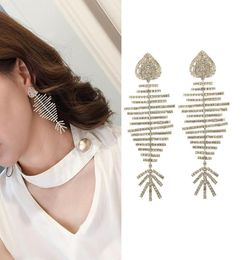 Shiny Bling Fish Skeleton S925 Silver Needle Dangle Drop Earrings New Style White Zircon Gold Plated Earring Jewellery Whole2694303