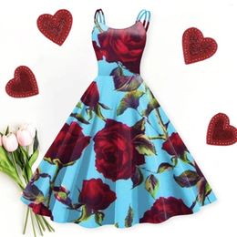 Casual Dresses Loose Fit Women Valentine'S Day Vestido Sleeveless Knee Length Retro A Line Flared Swing Formal Prom Party Dress