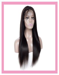 Peruvian Human Hair 134 Lace Front Wig Silky Straight Natural Colour Mink 1232inch Wigs Part2222647