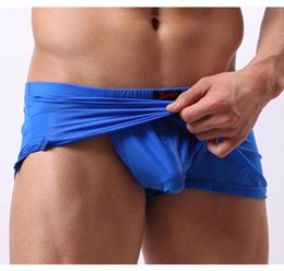 Sexy Men Plus Size U Convex Pouch Shorts Milk Ice Silk Pocket G-Strings Jocks Straps Inside Trunks Quick-dry Gay Wear 2 Men's1126159