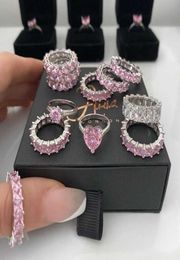 2021 New Luxury Fashion 925 Sterling Silver Pink Engagement Wedding Band Eternity Ring for Women Christmas Gift Love Jewellery Z2 Q06327609