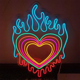 Led Neon Sign Melting Color Heart Sign Holiday Lighting Home Cool Fashion Decoration Bar Public Places Handmade Neon Light 12 V Super Dh2Mz