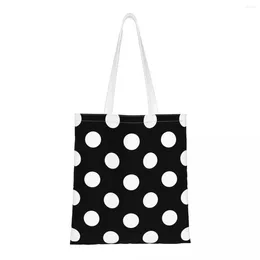 Shopping Bags Cute Polka Dot Reusable Shoulder Female Bag Aesthetic Large Capacity Tote Retro Shopper For Child