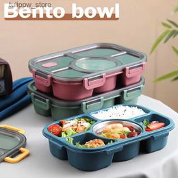 Bento Boxes Hot Sale Microwave Divided Plate Lunch Box with 5 Compartments Portable Bento Case Separate Dinning Food Tray for Student Office L240307