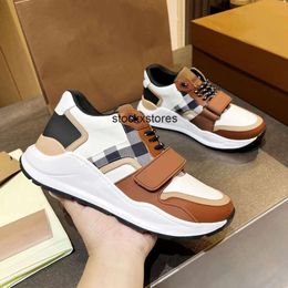 Designer Casual Shoes Real Leather Classic plaid Trainers Stripes Shoe Fashion Trainer For Man Woman color bar sneakers 35-45