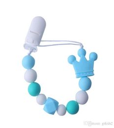 Newborn Silicone Teething Pacifier Clips Safe Crown Silicone Beads Flower Pacifier Chain Holder for Baby Chew Toy1592479