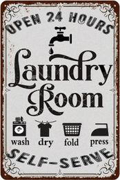 Vintage Laundry Room Signs Retro Laundry Metal Signs Bathroom Wall Home Decor Gift Garden Signs Printing Plaque Art Tin Sign 240223