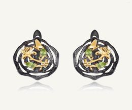 Stud Earrings GEM39S BALLET Natural Peridot Statement For Women Jewellery 18k Gold 925 Silver Two Tone Handmade Flower4581975