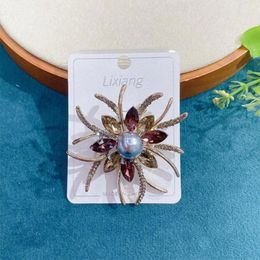 Brooches Vintage Multicolor Peacock Brooch Women Exquisite Jewellery Rhinestone Pins Suit Accessories Korean Style Sunflower