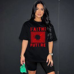 T-shirt 2000s Hip Hop Gothic Clothes Y2k Summer Fashion Faith in The Future Tour 2023 Women T Shirts Cotton O Neck Graphic Tee Femme