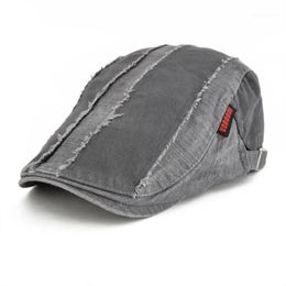 Sboy Hats VOBOOM Grey Distressed Cotton Flat Cap Men's Golf Caps Retro Baker Boy Hat Male Gatsby Driver Cabbies Beret Boina 1302v