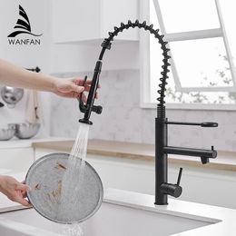 Black Kitchen Faucet Chrome Brass Tall kitchen faucet mixer Sink Faucet Pull Down Spray Single Handle Swivel Spout Mixer Taps 240301