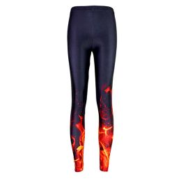 Leggings Fashion Hot Women Galaxy 3D Fire Design Printing Woman Wear Pants Black Skinny Leggings For Summer GL1624