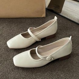 Dress Shoes Thick Heel French Single Shoe Women's 2024 Versatile Vintage Low Simple Small Leather Zapatos De Mujer Pumps