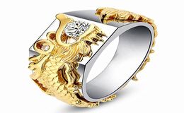 Fashion dragon zircon diamonds gemstones rings for men masculine gold white silver Colour Jewellery bague cool party accessories8777544