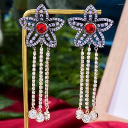 Dangle Earrings GODKI Spring Collection Flower For Women Wedding Party Dubai Bridal Jewelry Boucle D'oreille Femme Gift