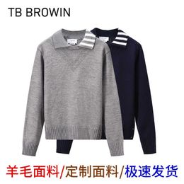 Men's Hoodies Sweatshirts TB BROWIN2023 Autumn New Wool Sweater Mens Academy Style Casual Bottom Polo Knit