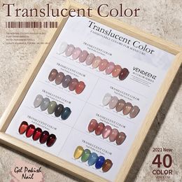 Vendeeni 40 Colours Translucent Gel Nail Polish Nude Pink Skin Tone Art Lacquer UV Soak Off Varnish 15ml 240229