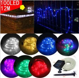 12M 100 LED Solar Tube Lights Waterproof IP65 Solar String Lights With 1000mRh Battery For Yard Garden Pool Patio Deck Fence LL