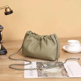 Evening Bags Korea Fashion All-match Chains Cloud Pack Simple Solid Commuter Sofr Leather Women Crossbody Bag Portable Leisure