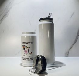 DIY Sublimation Cola can water bottle thermos double walled stainless steel tumbler insulated vacuum with lid blank1915701