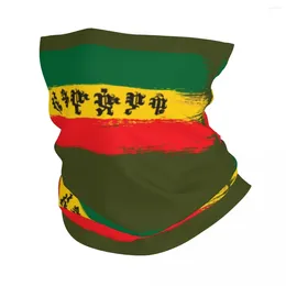 Bandanas Ethiopia Flag With Ethiopian Amharic Bandana Neck Gaiter UV Protection Face Scarf Cover Rasta Jamaica Headband Tube Balaclava