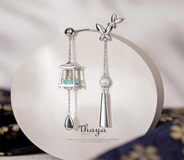 Thaya Women Earring Silver Needles Tassels Green Lantern Eardrop Exquisite s Dangle For Luxury Fine Jewellery 2201081794441