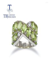 Cluster Rings 925 Sterling Silver Natural Gemstone Peridot Fine Jewellery For Woman Anniversary Party Wear Nice Gift1250629