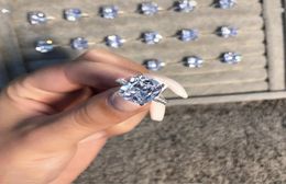 Luxury 925 Sterling Silver Engagement Wedding Rings for Women Princesscut 3ct Diamond Jewelry Platinum gemstone ring1079241