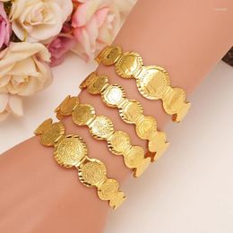 Bangle 1pc Gold Color Dubai Coin Bracelet Women Girl African Children Bairn Jewelry Arab Party Gift