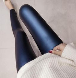 Women039s Pants Capris 2021 Autumn PU Faux Leather Leggings Women 4 Colours Skinny Female Korean Slim Ladies Fleece Pencil Leg4502455