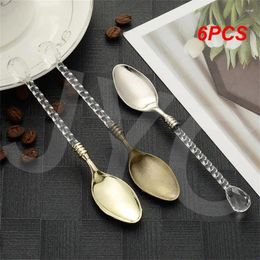 Coffee Scoops 6PCS Crafts Vintage Ins Creative Crystal Hand Ice Cream Dessert Mixing Spoon