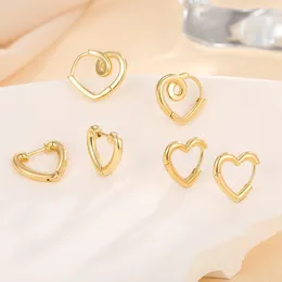 Stud Earrings Fashion Smooth Gold Color Love Heart Hoop Simple Cute Circle Piercing Earring Buckle Statement Jewelry