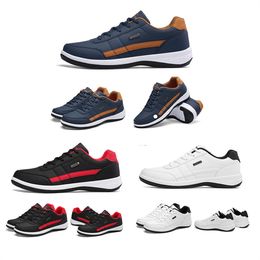 Summer New Men's Casual Sports Shoes Leather Lightweight Fashion Breathable Running Shoes Large Board Shoes for Men black