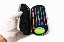 Whole Dab tools Kit Set Aluminium Box Packaging for Smoking Dry Herb Vaporizer Pen Wax Atomizer Titanium Nail Dabber Tool9707646