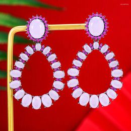 Dangle Earrings GODKI 49MM Water Drop Design Fashion Multicolor Cubic Zirconia Women Dress Engagement Party Earring Jewelry Gift
