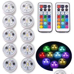 Night Lights Underwater Light With Remote Control Waterproof Mticolor Submersible Led Battery Powered Pool For Halloween Christmas Dro Dh9Pf