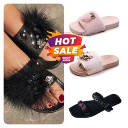 designer Slippers Beach Classic Flat Sandals Luxury Summer Lady Leather Flops Top Quality Women Slides GAI Size 36-41 New Flat heel Sliders lady