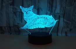 Christmas 3D transparent acrylic fox lights colorful remote touch lamps control LED small night light home atmosphere decorative l1158807