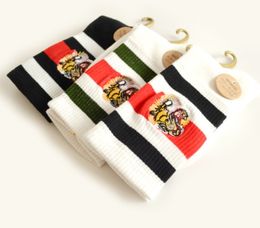 High Quality Designer Men Cotton Socks fashion accessories Tiger Head Embroidery Mid-high Tube Leisure Sports Hip Hop Black White Sock